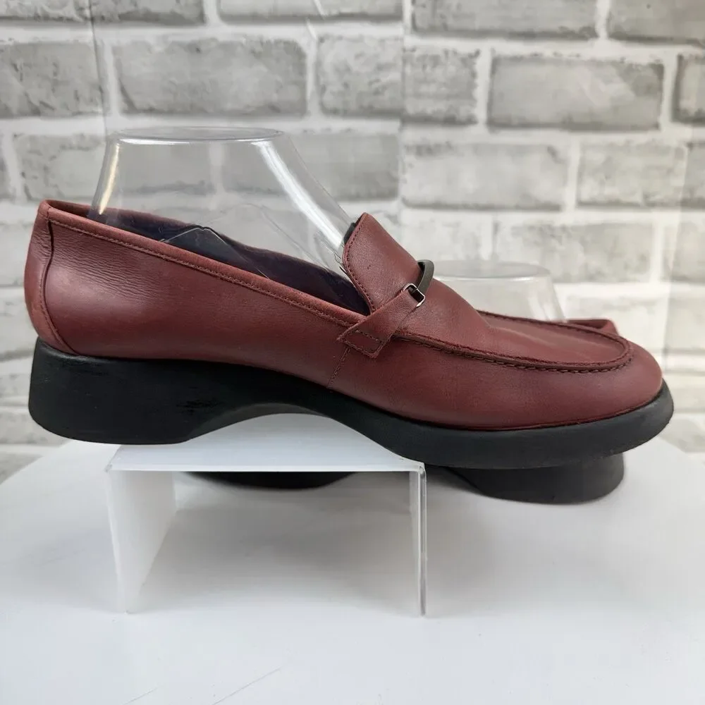Bass Women’s Size 10 Red Leather Wedge Vintage 90s Comfort Loafers